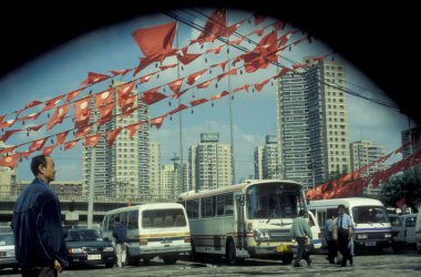Çin 'deki Pekin şehrinde bir pansiyon. Çin, Pekin, Ekim 1997