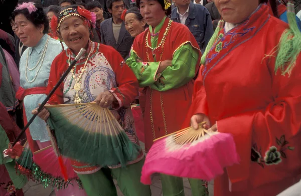 Traditionell Kinesisk Musik Och Dans Ett Shoppingcenter Staden Peking Kina — Stockfoto