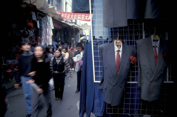 Çin Deki Pekin Merkezindeki Bir Pazarda Bir Giyim Mağazası Çin — Stok fotoğraf