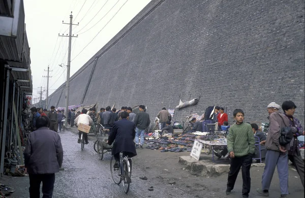 Αγορά Στο Τείχος Της Πόλης Στην Παλιά Πόλη Του Xian — Φωτογραφία Αρχείου