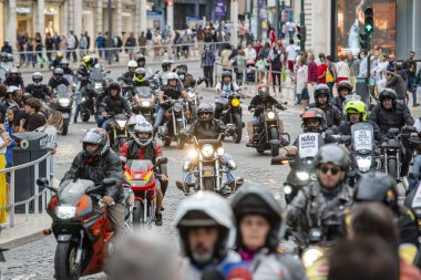 a Motorbike protest at the Rossio Square in Baixa in the City of Lisbon in Portugal. Portugal, Lisbon, October, 2021