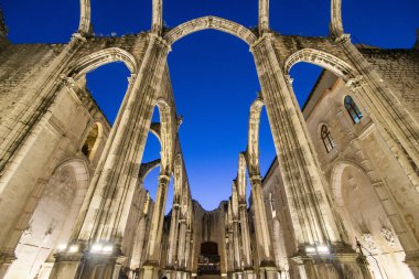 the ruins of the Convento and Igreja do Carmo in Chiado in the City of Lisbon in Portugal. Portugal, Lisbon, October, 2021