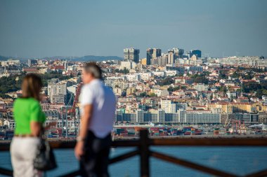 a City view of Campo de Ourique in the city of  Lisbon at the Rio Tejo near the City of Lisbon in Portugal.  Portugal, Lisbon, October, 2021