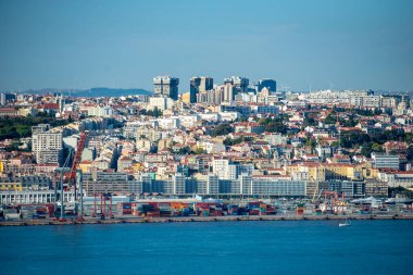 a City view of Campo de Ourique in the city of  Lisbon at the Rio Tejo near the City of Lisbon in Portugal.  Portugal, Lisbon, October, 2021
