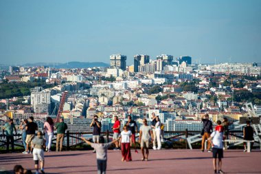 a City view of Campo de Ourique in the city of  Lisbon at the Rio Tejo near the City of Lisbon in Portugal.  Portugal, Lisbon, October, 2021