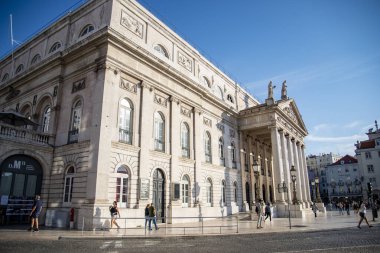 the National Theatre at the Rossio Square in the City of Lisbon in Portugal.  Portugal, Lisbon, October, 2021