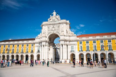 the arco da Rua Augusta at the Parca do Comercio in Baixa in the City of Lisbon in Portugal.  Portugal, Lisbon, October, 2021