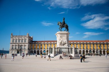 the Monument of King Joseph 1 at the Parca do Comercio in Baixa in the City of Lisbon in Portugal.  Portugal, Lisbon, October, 2021