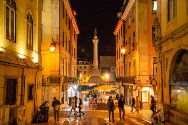 the Rossia Square in Baixa in the City of Lisbon in Portugal.  Portugal, Lisbon, October, 2021