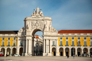 the arco da Rua Augusta at the Parca do Comercio in Baixa in the City of Lisbon in Portugal.  Portugal, Lisbon, October, 2021