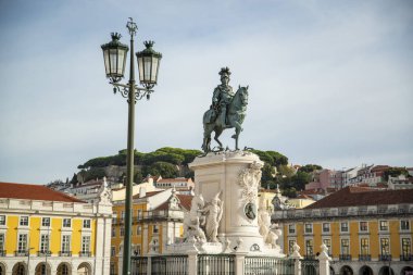 the Monument of King Joseph 1 at the Parca do Comercio in Baixa in the City of Lisbon in Portugal.  Portugal, Lisbon, October, 2021