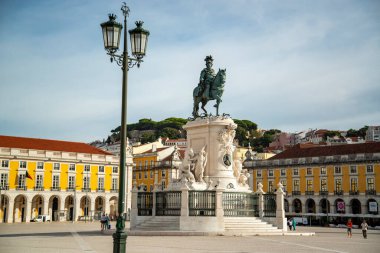 the Monument of King Joseph 1 at the Parca do Comercio in Baixa in the City of Lisbon in Portugal.  Portugal, Lisbon, October, 2021