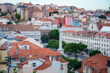 the Rossia Square in Baixa in the City of Lisbon in Portugal.  Portugal, Lisbon, October, 2021