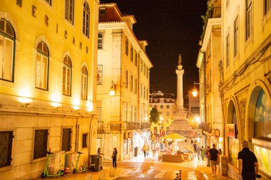 the Rossia Square in Baixa in the City of Lisbon in Portugal.  Portugal, Lisbon, October, 2021