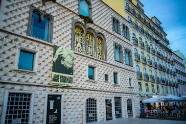 the Casa dos Biscos and Museo Jose Saramago in front of the Old Town Alfama of the city Lisbon in Portugal.  Portugal, Lisbon, October, 2021