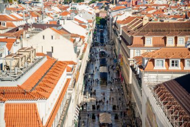a city view of Baixa in the City of Lisbon in Portugal. Portugal, Lisbon, October, 2021