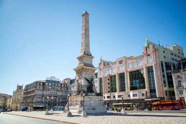 the monument at the Parca dos Restauradores in Baixa in the City of Lisbon in Portugal.  Portugal, Lisbon, October, 2021
