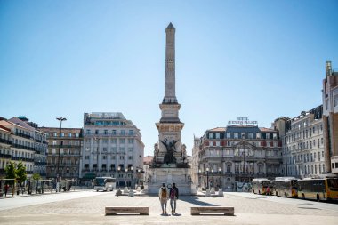 the monument at the Parca dos Restauradores in Baixa in the City of Lisbon in Portugal.  Portugal, Lisbon, October, 2021