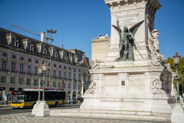 the monument at the Parca dos Restauradores in Baixa in the City of Lisbon in Portugal.  Portugal, Lisbon, October, 2021