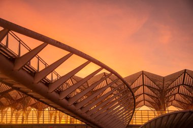 the Metro and Railway Station of Oriente near the City of Lisbon in Portugal.  Portugal, Lisbon, October, 2021
