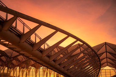 the Metro and Railway Station of Oriente near the City of Lisbon in Portugal.  Portugal, Lisbon, October, 2021