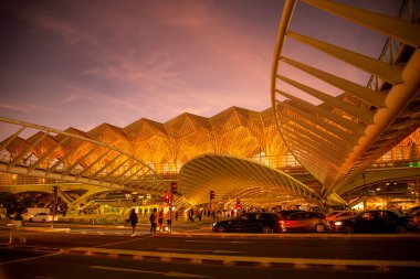 the Metro and Railway Station of Oriente near the City of Lisbon in Portugal.  Portugal, Lisbon, October, 2021