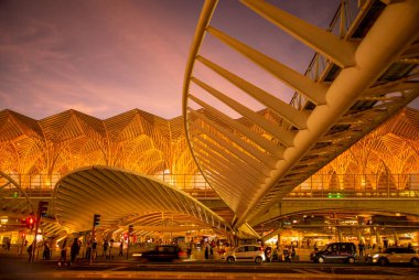 the Metro and Railway Station of Oriente near the City of Lisbon in Portugal.  Portugal, Lisbon, October, 2021