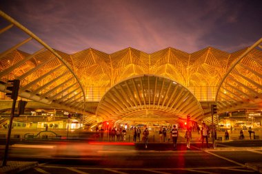 the Metro and Railway Station of Oriente near the City of Lisbon in Portugal.  Portugal, Lisbon, October, 2021