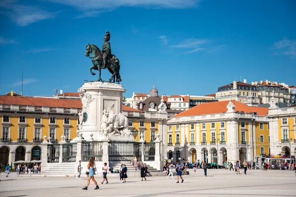 the Monument of King Joseph 1 at the Parca do Comercio in Baixa in the City of Lisbon in Portugal.  Portugal, Lisbon, October, 2021