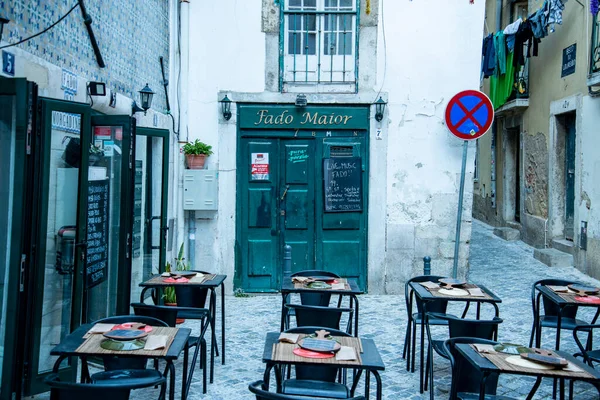 Traditional Fado Music Restaurant Street Alley Alfama City Lisbon Portugal — Stock fotografie