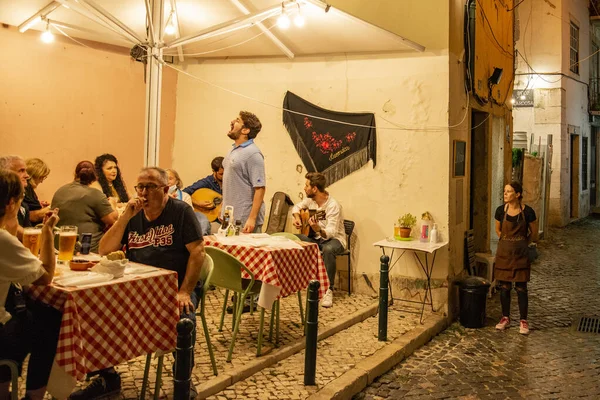 Traditional Fado Music Fado Restaurant City Area Alfama City Lisbon — Stockfoto