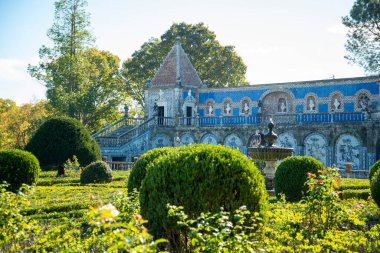 Azulejos at the House and Garden of the Palacio Fronteira in Benfica in the City of Lisbon in Portugal. Portugal, Lisbon, October, 2021