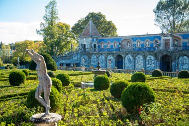 Azulejos at the House and Garden of the Palacio Fronteira in Benfica in the City of Lisbon in Portugal. Portugal, Lisbon, October, 2021