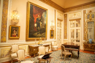 Inside of the Palacio National de Quelez in the Town of Quelez northwest of the City of Lisbon in Portugal. Portugal, Lisbon, October, 2021