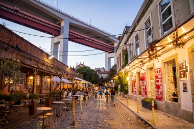 the Old Factory City in Alcantara, the new  LX Factory is today a modern hip art centre with Restaurants and Bars near the City of Lisbon in Portugal.  Portugal, Lisbon, October, 2021
