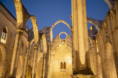 the ruins of the Convento and Igreja do Carmo in Chiado in the City of Lisbon in Portugal. Portugal, Lisbon, October, 2021