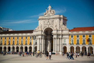 the arco da Rua Augusta at the Parca do Comercio in Baixa in the City of Lisbon in Portugal.  Portugal, Lisbon, October, 2021