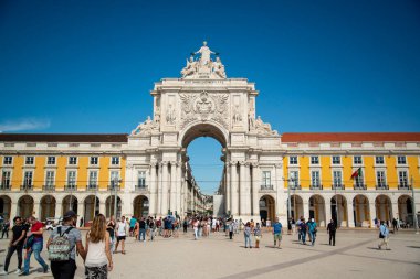 the arco da Rua Augusta at the Parca do Comercio in Baixa in the City of Lisbon in Portugal.  Portugal, Lisbon, October, 2021