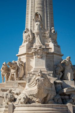 the Monument at the Parca Marques de Pompal in Baixa in the City of Lisbon in Portugal.  Portugal, Lisbon, October, 2021