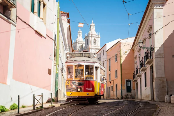 Traditional Lisbon Tram Streets Alfama Portugal Lisbon October 2021 — Foto de Stock