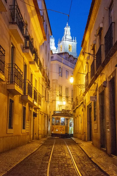 Traditional Lisbon Tram Streets Alfama City Lisbon Portugal Portugal Lisbon — ストック写真