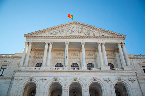 the Houses of Parliament of Portugal in Sao Bento in the City of Lisbon in Portugal.  Portugal, Lisbon, October, 2021