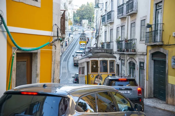 Traditional Lisbon Tram Streets Chiado City Lisbon Portugal Portugal Lisbon — ストック写真