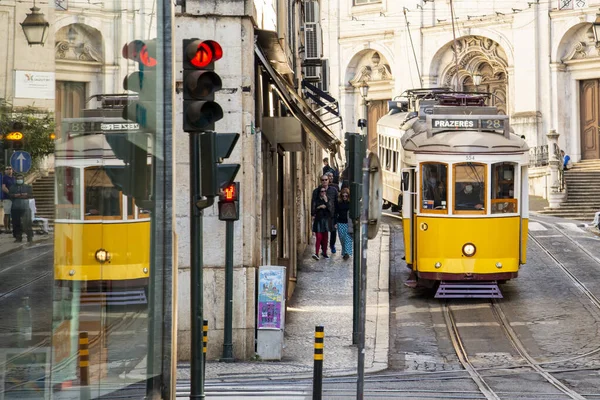 Traditional Lisbon Tram Streets Baixa City Lisbon Portugal Portugal Lisbon — Stok fotoğraf