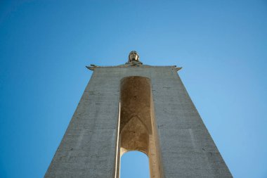 a view of the Cristo Rei near the City of Lisbon in Portugal.  Portugal, Lisbon, October, 2021