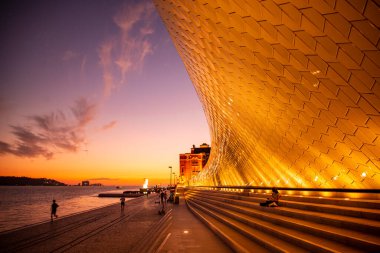 the Museu de Arte, Arquitetura and Tecnolocia or MAAT at the Rio Tejo in Belem near the City of Lisbon in Portugal.  Portugal, Lisbon, October, 2021