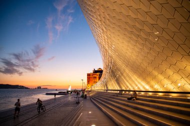 the Museu de Arte, Arquitetura and Tecnolocia or MAAT at the Rio Tejo in Belem near the City of Lisbon in Portugal.  Portugal, Lisbon, October, 2021