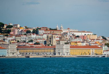 a City view of the Old Twon Lisbon at the Rio Tejo near the City of Lisbon in Portugal.  Portugal, Lisbon, October, 2021