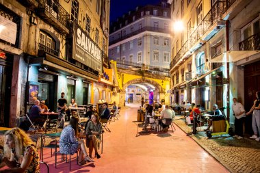  the Party Street of Nova do Carvalho in Baixa in the City of Lisbon in Portugal.  Portugal, Lisbon, October, 2021