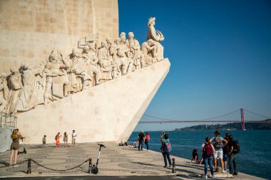 the monument of Discoveries or Pedaro dos Descobrimentos in Belem near the City of Lisbon in Portugal.  Portugal, Lisbon, October, 2021